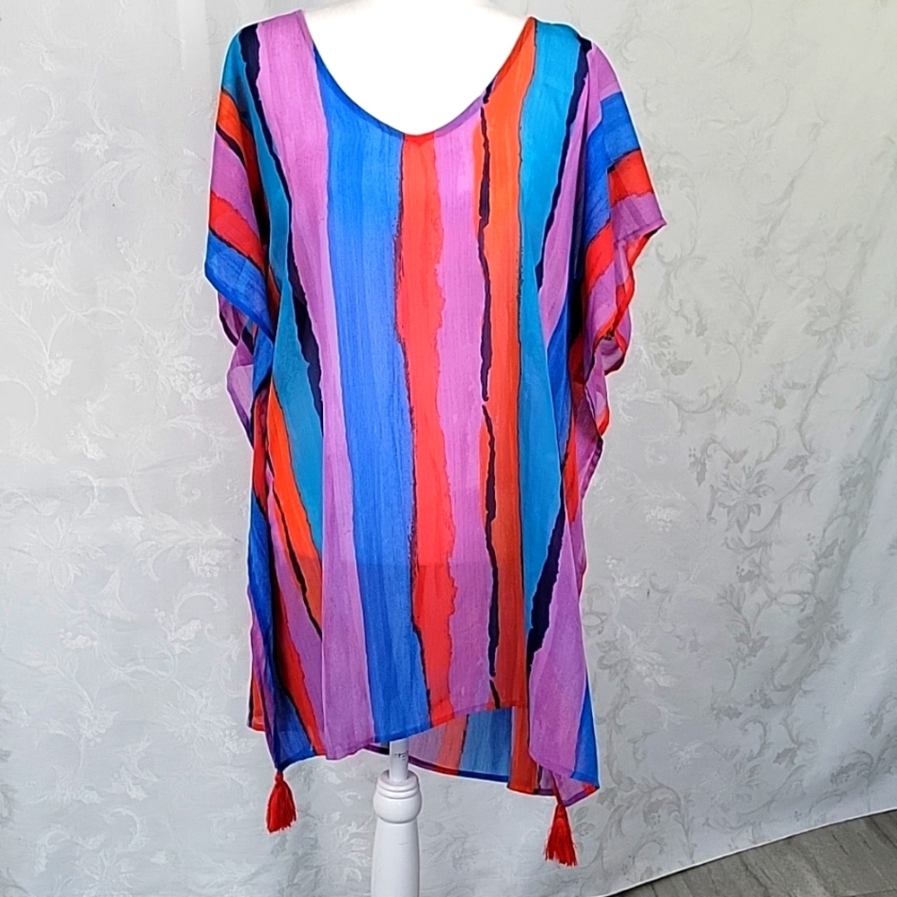 Palisades Beach Club Beach Cover Up Size M/L Red Blue Green Purple Black